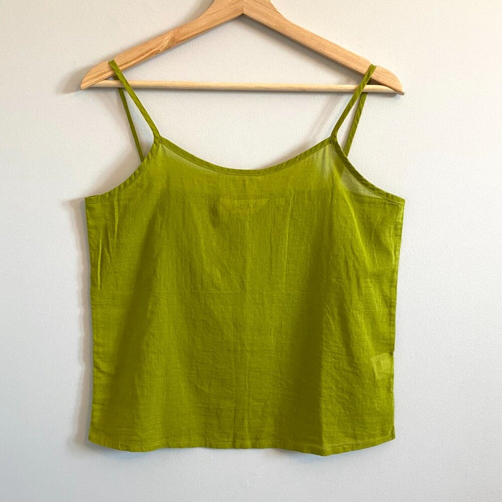 Vintage 90s Mexx Sheer Cotton Green Spaghetti Strap Camisole Top Lightweight